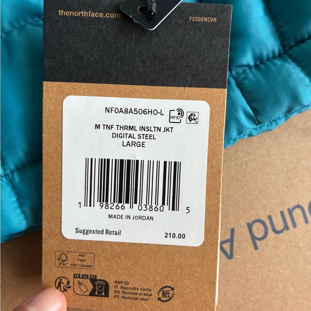 The North Face Men's Teal Puffer Jacket - Picture 9 of 11